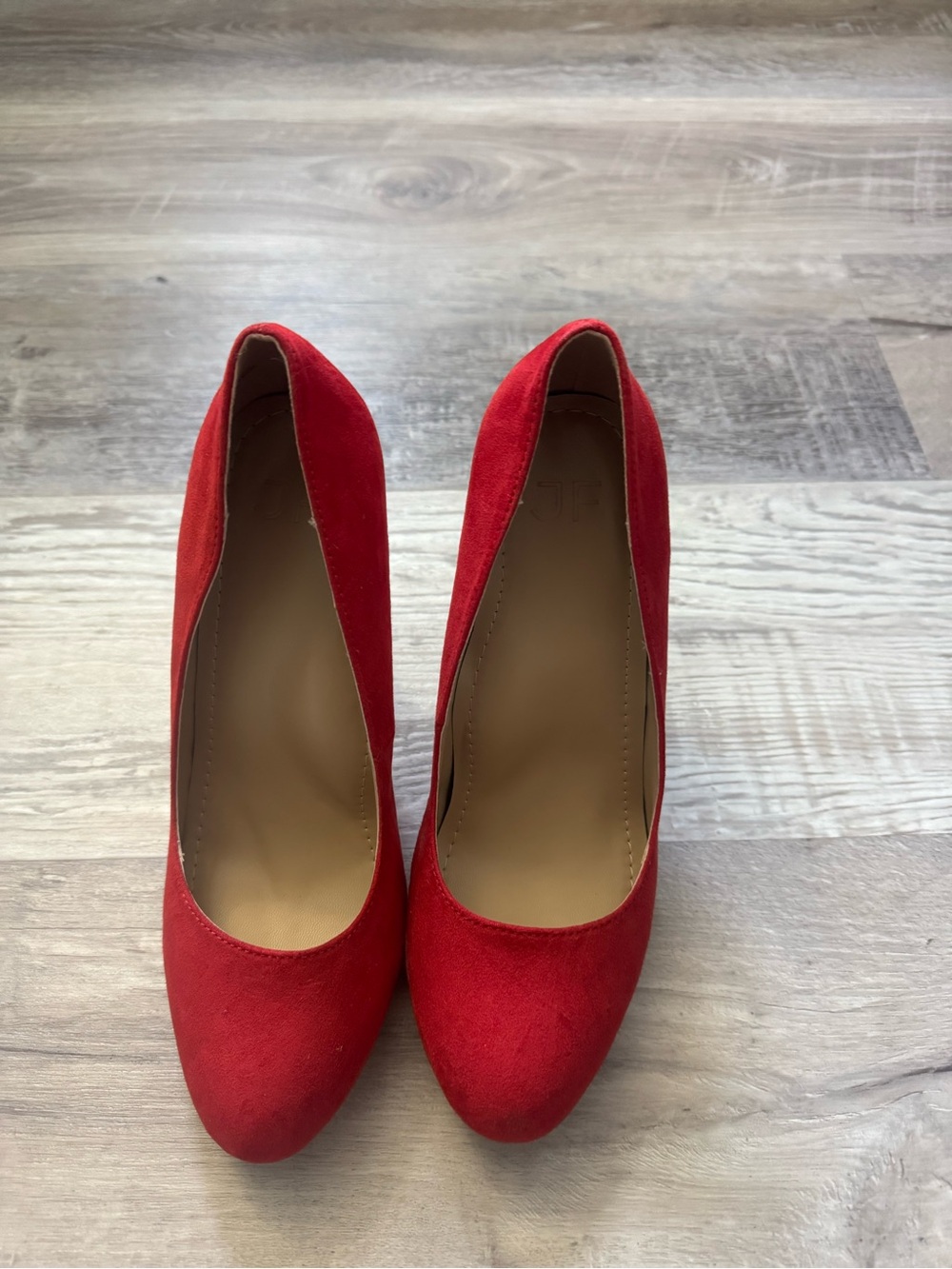 JustFab Red Suede Round-Toe Pumps
